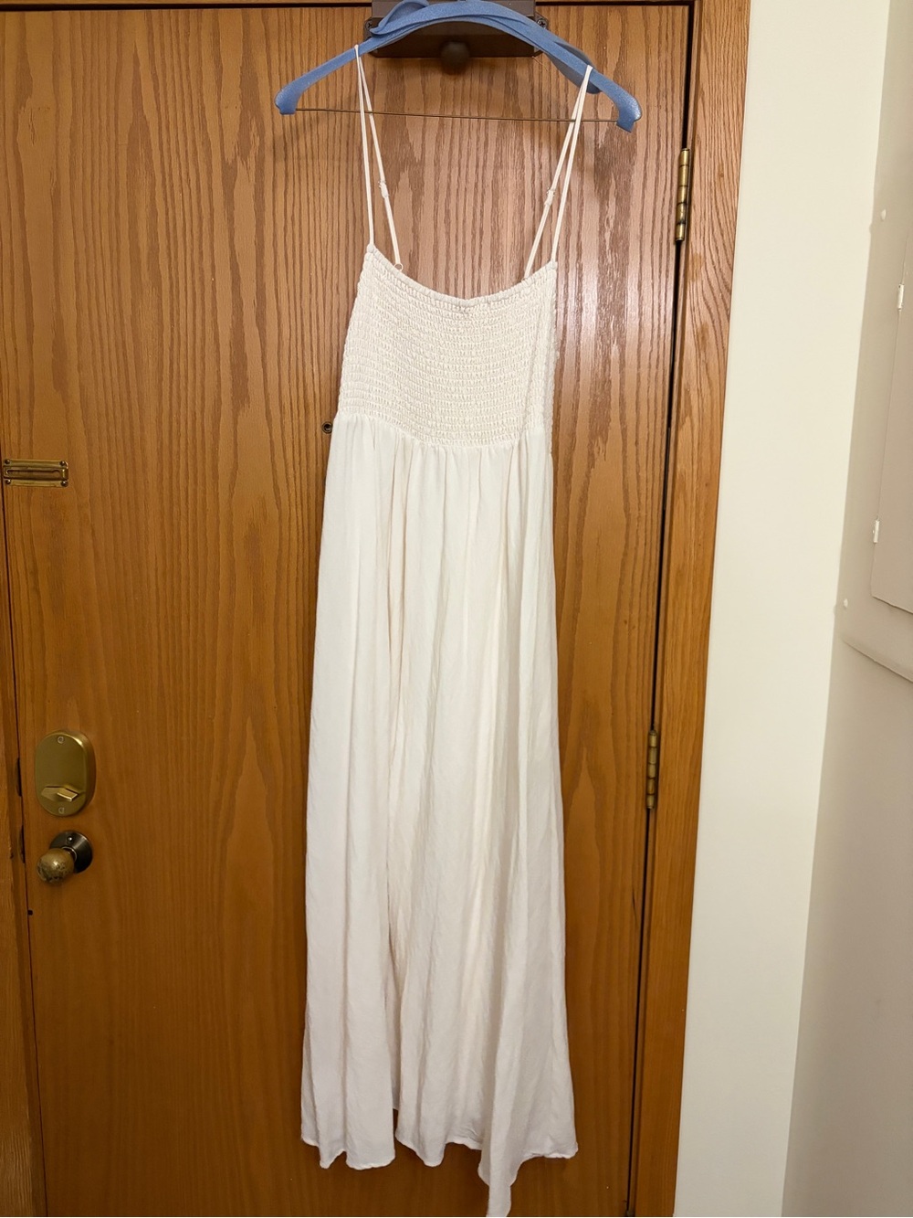 Z Supply White Smocked Bodice Maxi Dress